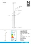 Lampa podłogowa FRIEND w antycznym mosiądzu, z dwoma punktami świetlnymi i wbudowanym gniazdem USB. Ma wysięgnik z regulacją i szklaną półkę. Stoi na stabilnej podstawie, z wysokością 181 cm i średnicą podstawy 35,5 cm.