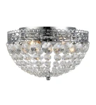 Lampa sufitowa Saxholm 2-punktowa w kolorze chromu z ozdobną, przezroczystą dekoracją z kryształów. Ujęcie z góry, pokazujące okrągły kształt i detalowane wykończenie. Idealna do nowoczesnych wnętrz.