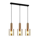 Sardo lampa wisząca 3-punktowa mosiądz/bursztyn PND-5581-3-BRO+AMB
