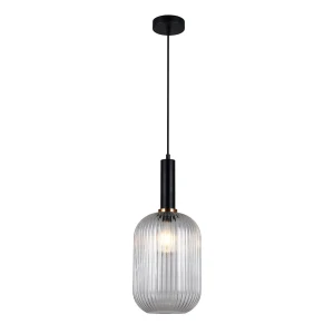 Antiola lampa wisząca 1-punktowa czarna/przeźroczysta PND-5588-1L-BK+CL