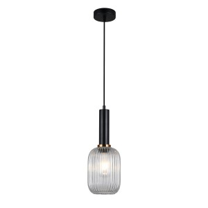 Antiola lampa wisząca 1-punktowa czarna/przeźroczysta PND-5588-1M-BK+CL 