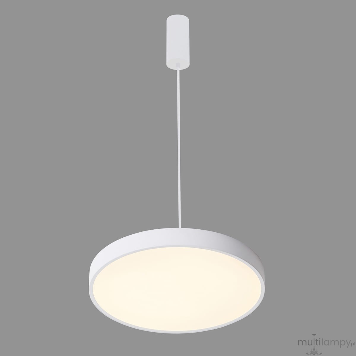 Lampa wisząca Orbital D40 LED 3000K w kolorze białym. Okrągły klosz z matowego materiału, zawieszony na cienkim przewodzie. Prosta forma, idealna do nowoczesnych wnętrz.