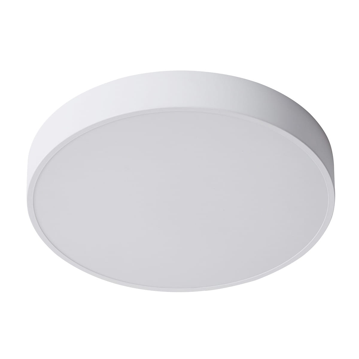 Plafon Orbital D40 LED 3000K w kolorze białym, o okrągłym kształcie, zamontowany na suficie. Posiada matową powierzchnię, bez widocznych detali. Produkt jednolampowy, idealny do nowoczesnych wnętrz.