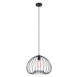 Lampa wisząca Meddi 1-punktowa MDM-4583-1 w kolorze czarnym. Posiada metalowy klosz o kształcie półkuli z siatkowymi detalami, zawieszona na długim, czarnym kablu. Widoczna żarówka w środku, montowana do sufitu.