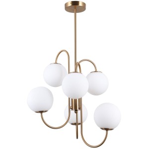Gela lampa sufitowa 6-punktowa mosiądz PND-5500-6-HBR