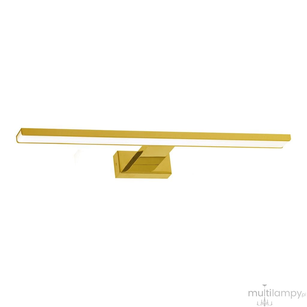 Kinkiet LED Shine IP44 w kolorze złotym, o wymiarach 60 cm i mocy 13,8 W, o prostokątnej formie z minimalistycznym designem, montowany na ścianie, z wbudowanym źródłem światła.