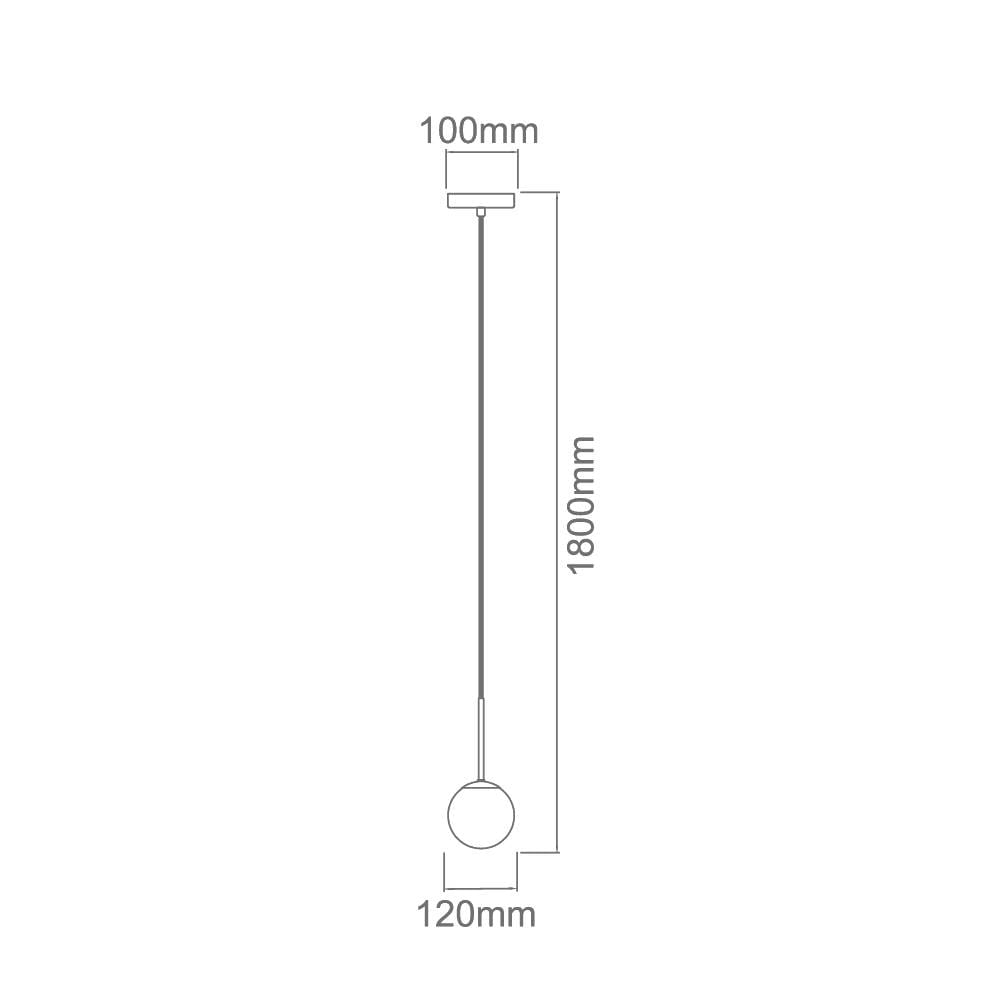 Lampa wisząca Bao I Gold, 1-punktowa, z okrągłym kloszem o średnicy 120 mm, zawieszona na cienkim kabelku o długości 1800 mm. Wymiary mocowania: 100 mm. Przeznaczona do użytku wewnętrznego z klasą ochrony IP44.