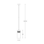 Czarna lampa wisząca Gem 1-punktowa, z regulowaną wysokością 430-1530 mm, o cylindrycznym kształcie. Wymiary podstawy: średnica 110 mm, wysokość 285 mm. Prosty, nowoczesny design, idealna do różnych aranżacji wnętrz.