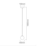 Lampa wisząca 1-punktowa Ota I, z okrągłym kloszem o średnicy 100 mm, zawieszona na cienkim przewodzie o długości 1800 mm. Prosta konstrukcja, idealna do nowoczesnych wnętrz, umieszczona na jednolitym tle.