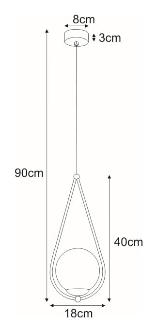 Lampa wisząca Neve Gold 1-punktowa K-4775, wykonana z metalu, w formie kropli. Średnica klosza wynosi 18 cm, długość zawieszenia 90 cm, a dystans do sufitu 3 cm. Kolor: złoty. Prosta, nowoczesna konstrukcja.