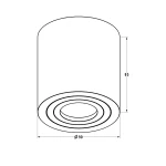 Biała lampa sufitowa Rondip IP44, 1-punktowa, o cylindrycznym kształcie z okrągłą podstawą. Wymiary: średnica 90 mm, wysokość 95 mm. Prosty design bez dodatkowych zdobień, przeznaczona do użytku wewnętrznego i zewnętrznego.