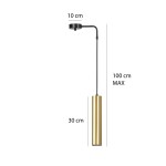 Czarna lampa wisząca Goldi, 1-punktowa, z metalowym kloszem w kształcie cylindra o wysokości 30 cm. Długość zawieszenia do 100 cm, średnica mocowania 10 cm. Prosty design, idealna do nowoczesnych wnętrz.