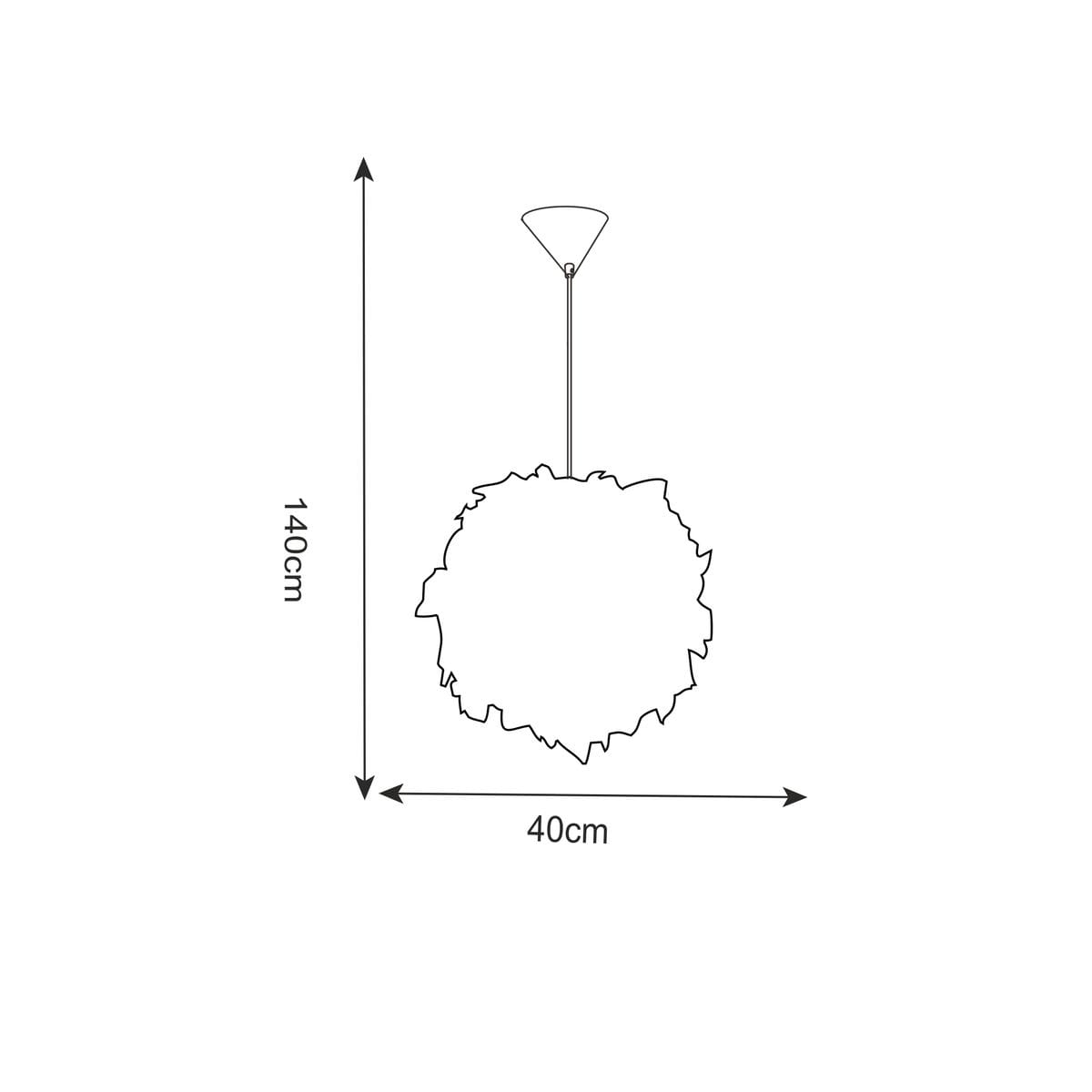 Lampa wisząca 1-punktowa Manito P110718-D40 o średnicy 40 cm i wysokości 140 cm. Posiada okrągły klosz z falistym wykończeniem, zawieszona na cienkim kabelku, w kolorze białym. Prosta, nowoczesna forma, idealna do różnych aranżacji wnętrz.