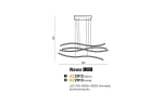Czarna lampa wisząca Waves LED 4-punktowa, wykonana z aluminium i akrylu. Kształt falisty, z czterema oprawami LED. Wymiary: 160 cm szerokości i wysokości. Dimmable, 70W, 4900lm, 3000K. Świetna do nowoczesnych wnętrz.