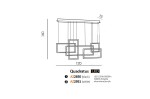 Biała lampa wisząca Quadratus LED, 5-punktowa, z prostokątnymi ramkami. Wymiary: 120 cm szerokości, 160 cm wysokości, 15 cm głębokości. Wisi na cienkich linkach, idealna do nowoczesnych wnętrz.