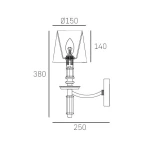 Kinkiet Siena 1-punktowy W01315WH NI w kolorze białym. Posiada klosz o średnicy 150 mm, wysokość 380 mm oraz szerokość 250 mm. Lampa montowana na ścianie, z ozdobnym ramieniem i podstawą. Wykonana z metalu z eleganckim wykończeniem.