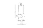Lampa wisząca Amber Milano, 5-punktowa, z chromowanym metalem i szklanymi kloszami o kształcie kropli. Długość 160 cm, średnica kloszy 18 cm. Zawieszona na cienkich linkach, idealna do nowoczesnych wnętrz.