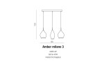 Lampa wisząca Amber Milano 3-punktowa z przeźroczystymi kloszami w kształcie dzwonu. Metalowa podsufitka w kolorze chromu. Wymiary: długość 120 cm, szerokość 60 cm. Przeznaczona do montażu sufitowego, idealna do nowoczesnych wnętrz.