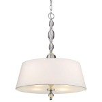 Lampa wisząca Cancun 4-punktowa w kolorze białym z metalowymi, chromowanymi elementami. Okrągły klosz z tkaniny, zawieszony na dekoracyjnym łańcuchu. Stylowy design, idealna do nowoczesnych wnętrz.