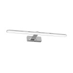 Kinkiet Splash LED IP44 w chromowanej obudowie, z prostokątną podstawą. Wyposażony w cienką, poziomą listwę LED o długości 60 cm. Produkt przystosowany do użytku w wilgotnych pomieszczeniach, montowany na ścianie.