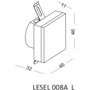 Oprawa schodowa Lesel 008A L w kształcie prostokąta, wymiary 46x46x11 mm, z metalową mocowaniem. Prosta konstrukcja, idealna do montażu na schodach, zapewniająca dodatkowe oświetlenie. Kolor obudowy nieokreślony.