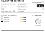 Plafon LED Sovana D55 CCT w kolorze szarym, wykonany z aluminium, o średnicy 55 mm. Posiada funkcję regulacji temperatury barwowej (3000-6500K) oraz zintegrowany pilot do sterowania. Idealny do instalacji wewnętrznych, stopień ochrony IP20.