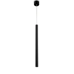 Lampa wisząca LED Scop w kolorze czarnym, o cylindrycznym kształcie. Zawieszona na cienkim przewodzie, z okrągłym mocowaniem sufitowym. Prosty design, idealna do nowoczesnych wnętrz.