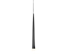 Lampa wisząca Stylo 1-punktowa w kolorze czarnym, o smukłym, stożkowatym kształcie. Zawieszona na cienkim przewodzie, z białym elementem na dole, emitującym światło. Prosty design, idealna do nowoczesnych wnętrz.