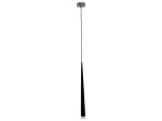 Lampa wisząca Stylo 1-punktowa w kolorze czarnym, o smukłej formie z metalowym, chromowanym mocowaniem. Produkt zawieszony na długim przewodzie, z wąskim, stożkowatym kloszem, zakończonym białym elementem na dole. Idealna do nowoczesnych wnętrz.