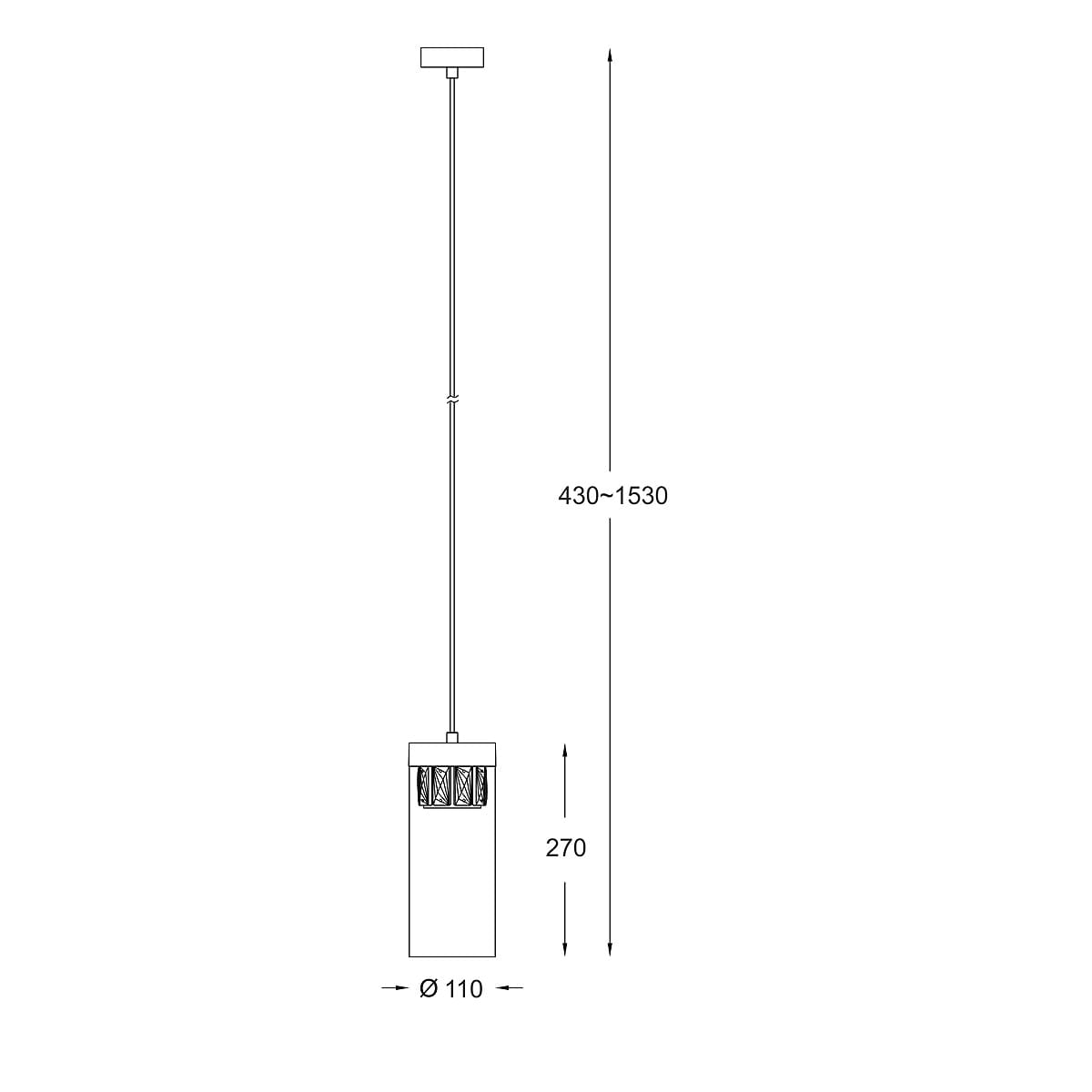 Lampa wisząca Gem 1-punktowa w antycznym brązie, z regulowaną wysokością od 430 do 1530 mm. Klasyczny kształt z cylindrycznym kloszem o średnicy 110 mm i wysokości 270 mm. Prosta konstrukcja montażowa.