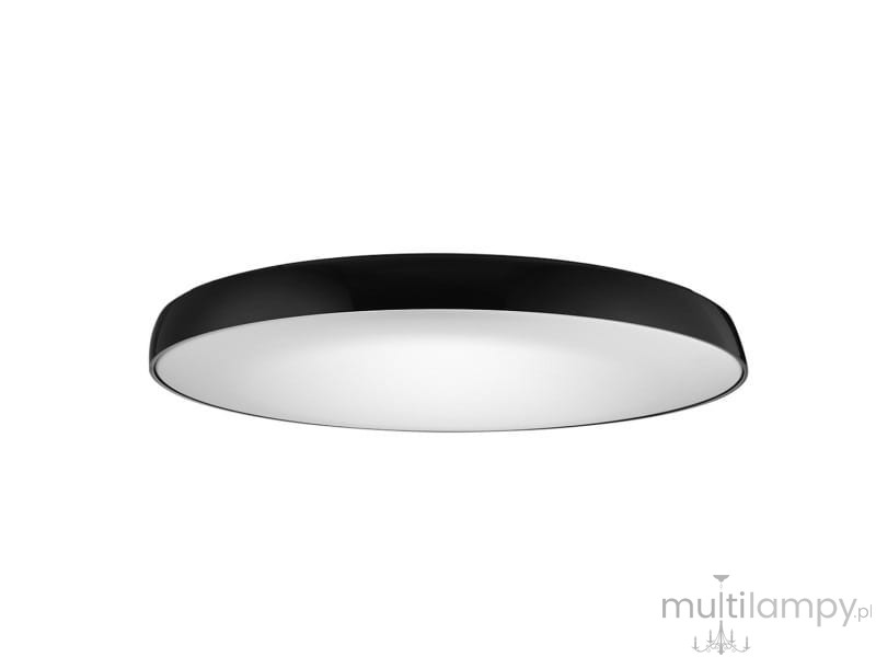 Czarny plafon LED Cortona D41 4000K, o okrągłym kształcie, z matową białą powierzchnią. Ujęcie frontalne, produkt zamontowany na suficie, bez widocznych dekoracji. Prosty, modernistyczny design, idealny do różnych wnętrz.