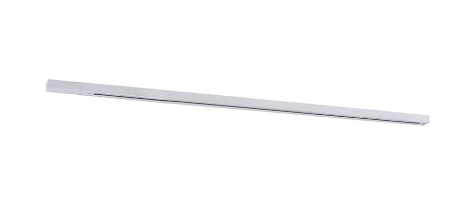 Prowadnica Tracer w kolorze białym o długości 100 cm. Prosta, metalowa szyna z gładką, matową powierzchnią, leżąca poziomo. Idealna do montażu w systemach oświetleniowych lub organizacyjnych w przestrzeni domowej.