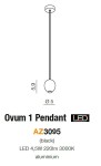 Czarna lampa wisząca Ovum LED 1-punktowa, wykonana z aluminium. Okrągły klosz o średnicy 5 cm, długość zawieszenia 59 cm. Źródło światła LED 4,5W, 220lm, 3000K. Prosta, nowoczesna forma idealna do różnych wnętrz.