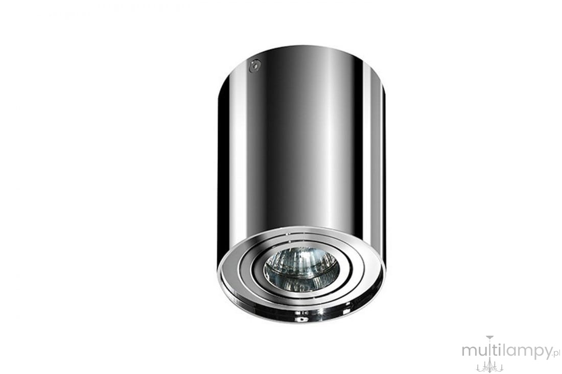 Lampa sufitowa Bross 1-punktowa w chromie, o cylindrycznym kształcie. Zainstalowana na suficie, z widoczną szklaną żarówką w środku. Gładka, błyszcząca powierzchnia dodaje elegancji. Idealna do nowoczesnych wnętrz.