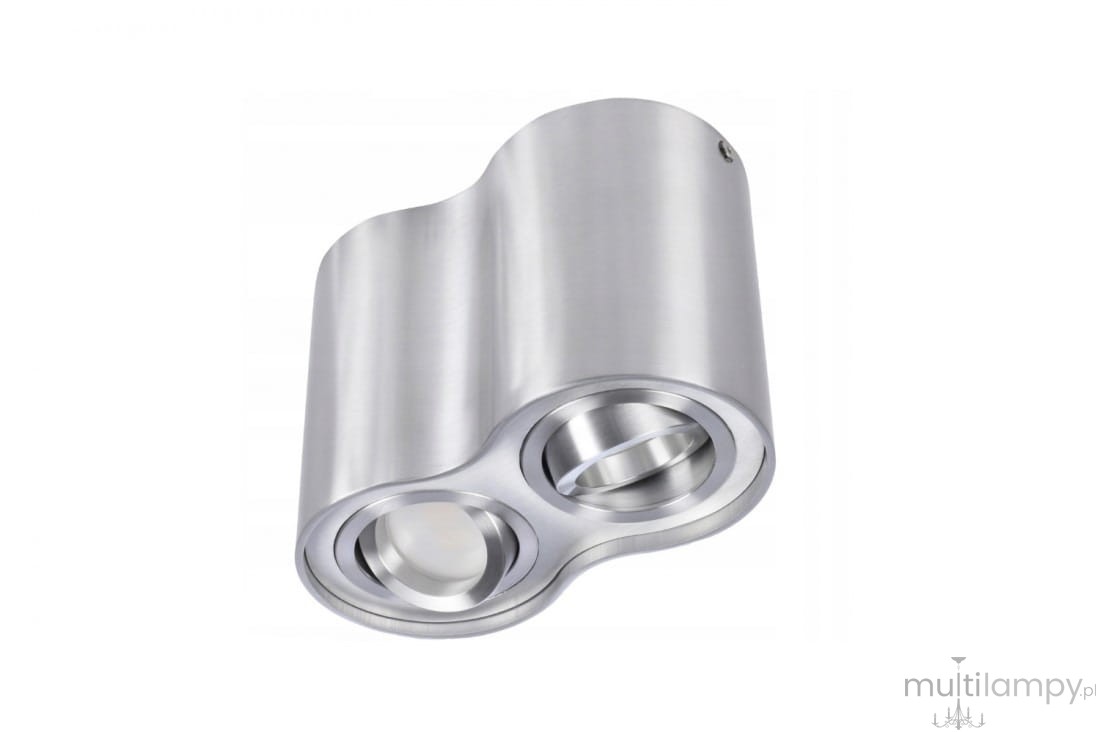 Lampa sufitowa Bross 2-punktowa w kolorze aluminium. Posiada dwa okrągłe klosze umieszczone na falistej podstawie. Kąt ujęcia z boku pozwala na zobaczenie detalów wykończenia i faktury materiału. Idealna do nowoczesnych wnętrz.