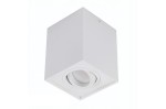 Biała lampa sufitowa Eloy 1-punktowa w kształcie sześcianu, montowana na suficie. Posiada okrągły klosz wewnętrzny, który skierowany jest w dół. Prosty design, idealna do nowoczesnych wnętrz.