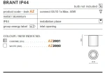 Biała lampa sufitowa Brant IP44, wykonana z metalu i aluminium, o średnicy 9 cm i wysokości 9,5 cm. Przeznaczona do montażu z żarówką GU10. Ochrona IP44 zapewnia odporność na wilgoć. Widać otwór na żarówkę w górnej części.