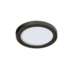 Czarna oprawa LED Slim D9 3000K do zabudowy, okrągła, z matową białą osłoną. Widok z boku, zamontowana na suficie, o minimalistycznym designie. Idealna do oświetlenia wnętrz.