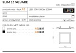Biała oprawa LED Slim Square D15 4000K, kwadratowa, z akrylu, do zabudowy. Wymiary 14,5 x 14,5 cm, otwór montażowy o średnicy 13 cm. Klasa energetyczna EE7, stopień ochrony IP44.