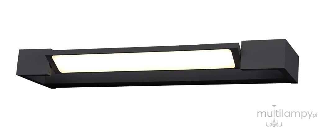 Kinkiet Dali 45 LED 4000K w kolorze czarnym, o prostokątnym kształcie, z zamontowanym źródłem światła LED. Ujęcie z boku, ukazujące minimalistyczny design i biały klosz. Idealny do nowoczesnych wnętrz.