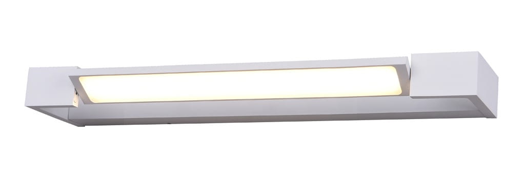 Biały kinkiet Dali 60 LED 4000K, jednolity prostokątny kształt, zamontowany poziomo. Przeszklenie w odcieniu ciepłej bieli, minimalistyczny design, idealny do oświetlenia wnętrz.