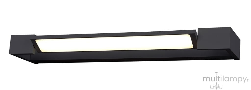 Kinkiet 1-punktowy Dali 60 LED w kolorze czarnym, z prostokątnym kloszem w odcieniu białym, o temperaturze barwowej 4000K. Produkt ma nowoczesny, minimalistyczny design i jest zamontowany poziomo.