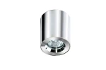 Lampa sufitowa Aro IP54, jednolita, chromowana, w kształcie cylindrycznym. Zainstalowana na suficie, z widoczną żarówką w centralnej części. Gładka, błyszcząca powierzchnia, idealna do nowoczesnych wnętrz.