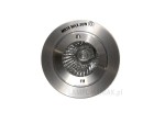 Oprawa sufitowa do zabudowy Tito IP54, wykonana z aluminium, w kolorze srebrnym. Okrągły kształt z przezroczystą szybą, z miejscem na żarówkę MR16 max 50W. Widok frontalny, na jednolitym tle.