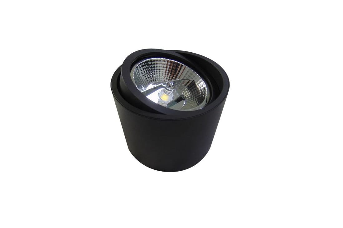 Czarna lampa sufitowa Alix 230V, 1-punktowa, z okrągłym kloszem. Kąt ujęcia z góry ukazuje lustrzaną powierzchnię wnętrza klosza oraz źródło światła. Prosta, nowoczesna forma, idealna do różnych wnętrz.