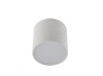 Biała lampa sufitowa Mateo M LED o cylindrycznym kształcie, zamontowana na suficie. Posiada gładką, matową powierzchnię i okrągły klosz, który zapewnia równomierne rozświetlenie pomieszczenia. Ujęcie z dołu, ukazujące całość lampy.