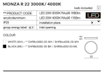 Plafon LED Monza R 22 w kolorze białym, o średnicy 22 cm i wysokości 5,5 cm, wykonany z akrylu i aluminium. Źródło światła o mocy 20W, temperaturze barwowej 4000K, z oznaczeniem IP20. Idealny do montażu w różnych wnętrzach.