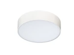 Biały plafon LED Monza R 22, o średnicy 22 cm, z okrągłym kloszem z matowego tworzywa, montowany sufitowo, jednopunktowy, emitujący światło o temperaturze barwowej 3000K.