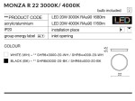 Czarny plafon LED Monza R 22 o średnicy 22 cm, wykonany z akrylu i aluminium. Posiada jedno źródło światła o mocy 20W, temperatura barwowa 3000K, jasność 1680lm. Okrągły kształt, montaż sufitowy, przeznaczony do wnętrz.