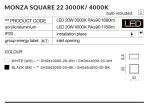 Plafon LED Monza S 22 w kolorze białym, z akrylu i aluminium, o wymiarach 22x22 cm. Źródło światła 4000K, moc 20W, strumień świetlny 1760 lm. Montaż na suficie, z otworem wlotowym, stylowy i nowoczesny design.